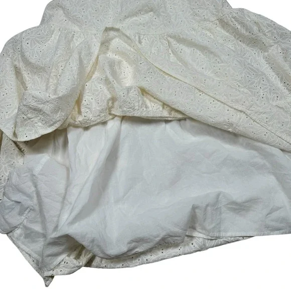 MADEWELL Eyelet Lucie Tie-Strap Tiered Midi Dress White Sz S - Picture 6 of 13